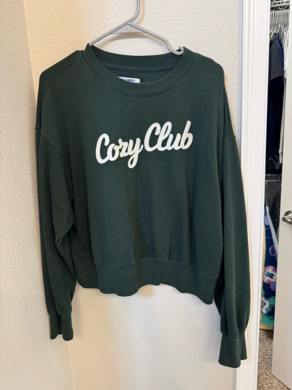 Old Navy Dark Green 'Cozy Club' Crewneck Sweater